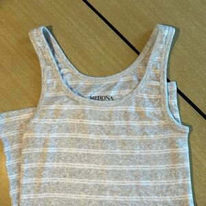 gray and white striped XS medina tank top